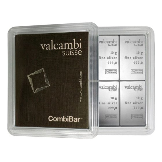סט 10 מטילי כסף 10 גרם Valcambi CombiBar